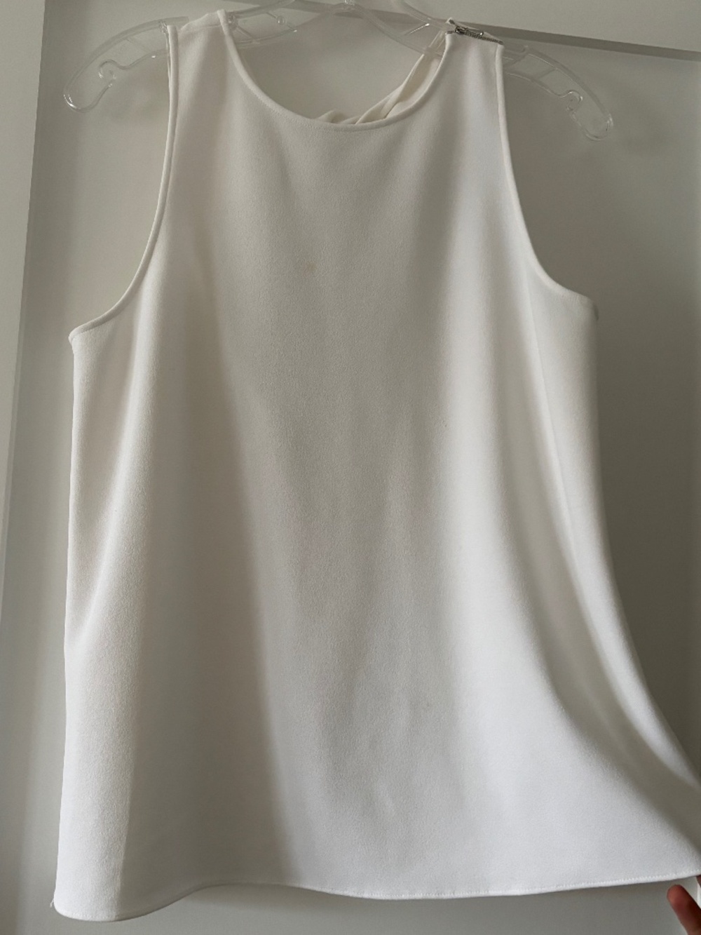 TIBI Cream Halter Top with Asymmetric Shoulder Zip & Draped Back-Size 6